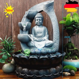 Zimmerbrunnen mit LED-Beleuchtung Pumpe Buddha Springbrunnen Brunnendekoration - Bild 1 von 17