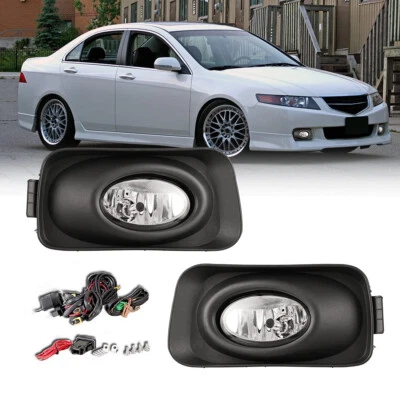 For 2004-2005 Acura TSX Fog Lights Wiring Switch Kit Bezels Clear Bumper Lamps Foto 1 de 4