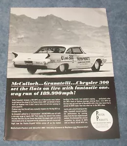 1962 Paxton Superchargers Vintage Ad McCulloch Granatelli 1960 300F 189.99 MPH - Picture 1 of 1