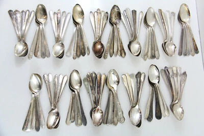 91x ЧАЙНЫЕ ЛОЖКИ СТОЛОВЫЕ ПРИБОРЫ БЕЗ МОНО ПОСЕРЕБРЕННЫЕ ЛОТ ВИНТАЖНОЕ РЕМЕСЛО ПОВТОРНОЕ ИСПОЛЬЗОВАНИЕ ПЕРЕПРОФИЛИРОВАНИЕ - Изображение 1 из 2
