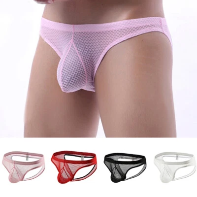 Men T-back Briefs Underwear Thong G-string Panties Mesh See-through Sexy Pouch C - Bild 1 von 4