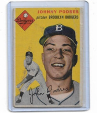 JOHNNY PODRES 1954 Topps Baseball Vintage Card #166 DODGERS - Good