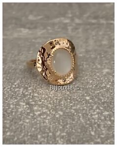 Ring Hammered Set Moonstone Gold Plated 18 Carat 5 Micron T50 With T60
