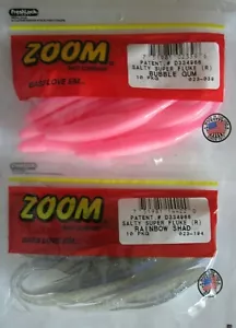 2 - ZOOM BAIT Super Fluke - 10/Ct Pack - 5-1/4" - Rainbow Shad & Bubblegum - Picture 1 of 1