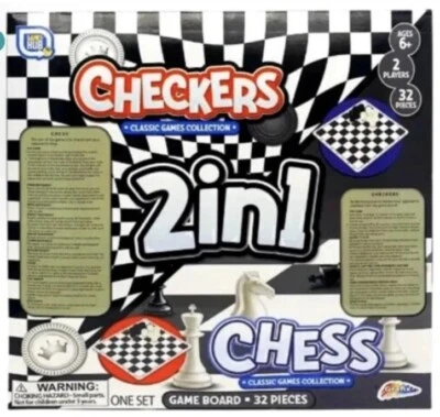 BOARD GAMES CHESS CHECKERS FAMILY GAMES NIGHT FUN KIDS - Image 1 of 4