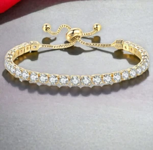 6.5CT Round Cut Lab-Created Diamond Women's Tennis Bracelet 14K Yellow Gold Over - Picture 1 of 6
