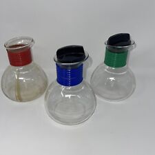 Cory MGS Coffee Vintage 3 Glass Hottles 2 Lids Red Blue Green Retro 1950s Diner