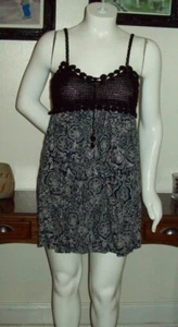 Gr. XL Trendy Collection Häkeltop mit Stoffunterteil Spaghettiträger Kleid - Bild 1 von 3