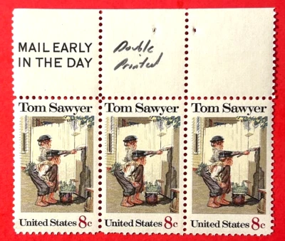 US Sc#1470 1972 Tom Sawyer by Rockwell Error: Shift Color/Dbl.prin MNHOGXF 1-233 - Image 1 of 3