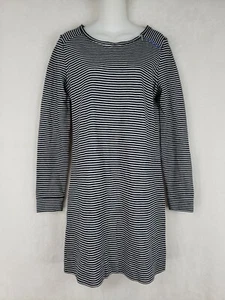 Lou & Grey Striped Black Soft Knit Comfy Dress Long Sleeve Sz S Zipper Scoop - Picture 1 of 11