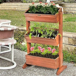 3-Tierd Large Wooden Vertical Raised Garden Bed Elevated Ladder Planter Box Herb - Picture 1 of 16