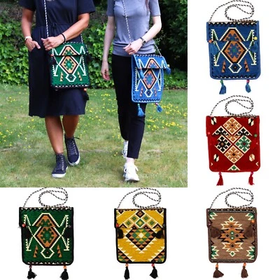 Kilim Festival Bag - Woven Lightweight Fabric Hippy Satchel Shoulder Messenger - Image 1 of 4