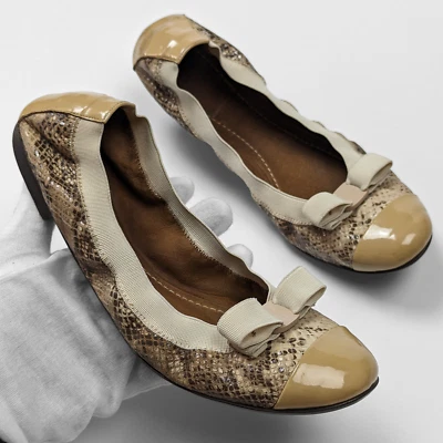 Salvatore Ferragamo Arco Elástico Estampado Serpiente/Animal Ballet 23CM/5.5US/36EU Foto 1 de 4