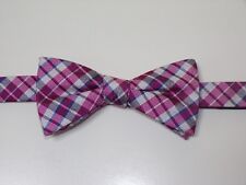 Countess Mara pink plaid bow tie silk new