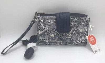 Sakroots Womens Olympic Smartphone Crossbody Floral Wristlet Wallet Blue Vegan - Image 1 of 4