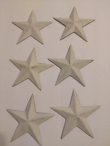 6 (3") Primitive Distressed White Barn Stars - Picture 1 of 1