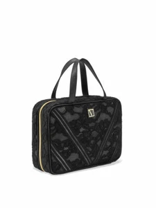 VICTORIAS SECRET Hanging Everything Travel Case Cosmetic Bag Black Lace LARGE - Picture 1 of 4