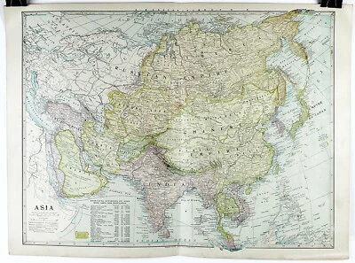 Litografia colorida mapa da Ásia 1899 16,5 x 22,25 - Imagem 1 de 3