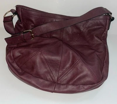 Women's Cato Leather-look burgundy maroon Slouchy Hobo Bag Purse - Image 1 of 4