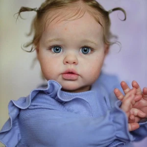 Bambola neonato dipinta 22'' bambina capelli radicati panno rifinito corpo bambina - Foto 1 di 4