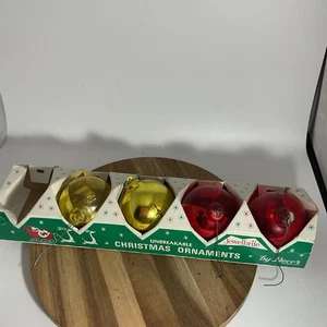 Jewelbrite By Decor 4 Vintage Unbreakable Christmas Ornaments IOP (E) - Picture 1 of 8