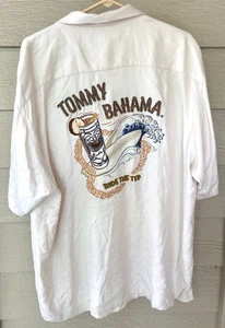 LARGE Vintage Tommy Bahama Silk Button Up Shirt Men’s  Ride The Tip Embroidered - Picture 1 of 4