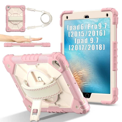 Protective Cover with Kickstand Shoulder Straps Case for iPad6 9.7 inch - Image 1 of 4