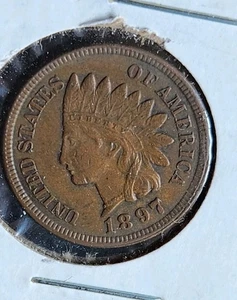 1897 Indian Head Cent XF-AU DETAIL 3 1/2 DIAMONDS - Picture 1 of 2