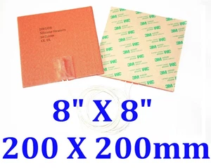 8" X 8" 200 X 200mm 120W 3M JSRGO Universal Motor Pan Aceite Tanque Silicona Calentador - Imagen 1 de 12