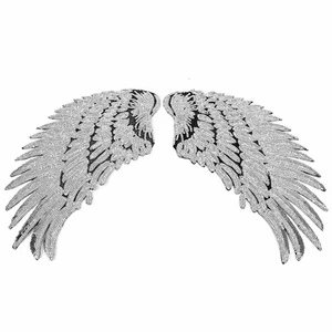 1 pair Clothes Wing Sequins Motif Applique Embroidered Iron On Patch Sticker - Picture 1 of 18