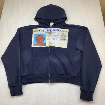 Whitney Houston California ID Hoodie Womens XL Navy Graphic Long Sleeve Full Zip - Image 1 of 4