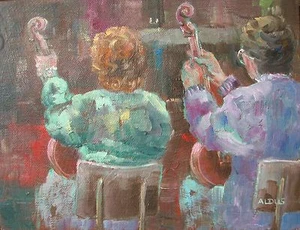 DAVID ALDUS ORIGINAL "Die Pause" ÖL AUF LEINWAND KONZERTGEMÄLDE - Bild 1 von 1