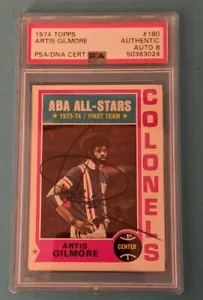 1974 TOPPS ARTIS GILMORE #180 PSA / DNA Autografo carta autografata HOF Rara! - Foto 1 di 10