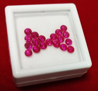 Lot 18pcs. 3mm. ROUND BLOOD RED RUBY EXCELLENT CUT, GREAT FIRE AAA+++ - Image 1 of 3