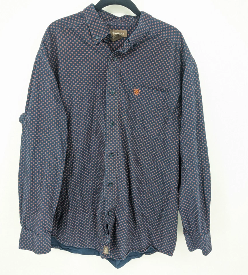 Ariat Shirt Men XL Blue Palmer Long Sleeve Button Up Western Rodeo Horseback Top - Image 1 of 4