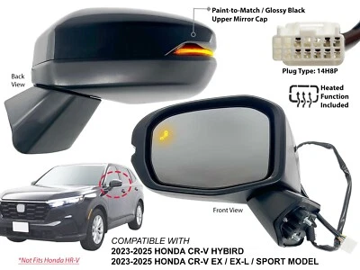 Espejo de puerta para HONDA CR-V 2023 - 2025 con luz de señal BSD 14H8P lado del conductor Foto 1 de 4