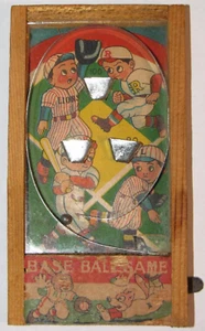 Juguete bagatela miniatura de béisbol; años 50 hecho en Japón ~ 4,5" x 2,5" - Imagen 1 de 5
