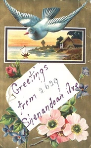 Tarjeta postal en relieve Saludos desde 2629 Shenandoah Ave Mystery City/Estado - Imagen 1 de 2