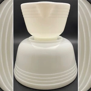 Pyrex Milk Glass Ribbed Mixer Mixing Bowls 2 piece Set for Hamilton Beach USA - Picture 1 of 21