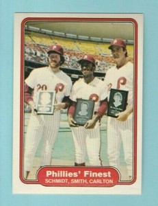 1982 Fleer Baseball #641 Phillies Finest Schmidt, Smith, Carlton