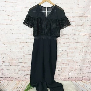 Reiss Talita Black Lace Jumpsuit Womens Size 2 - Picture 1 of 7