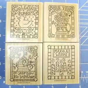 Stampin Up Saluti Regalo Set di 4 Timbri in Gomma Blocco di Legno Congratulazioni per Te - Foto 1 di 12