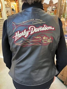 Vintage NWT Harley Davidson American Legend Vest Medium Road Hog Leather Black - Picture 1 of 13