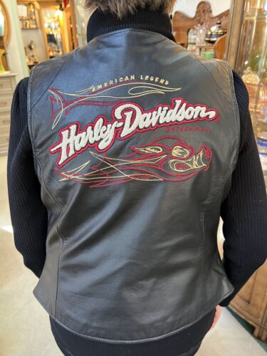 Vintage Neu mit Etikett Harley Davidson American Legend Weste Medium Road Hog Leder schwarz