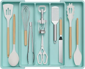 Utensil Organizer for Kitchen Drawers, Expandable Cooking Utensil Tray, Adjustab - Picture 1 of 12
