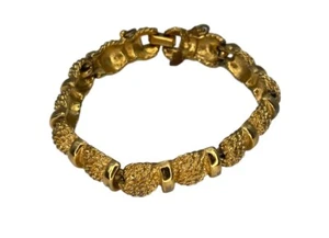 Vintage Signed MONET Gold Tone Bracelet Linked Tennis Style Lovely - Picture 1 of 11