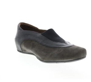 Earthies Ferro Suede Leather Flats Loafers Shoes Dark Grey Size 10B