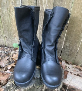 VINTAGE RO SEARCH Military Army Combat Jungle Boots Men 7R Black Leather Lace Up - Picture 1 of 9