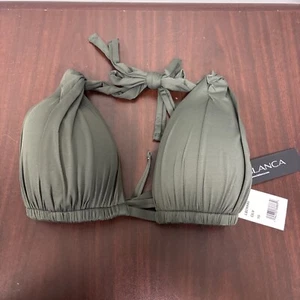 NEW LA BLANCA Women's Island Goddess Rouched Halter Bikini Top Swimsuit Top 10 - Picture 1 of 4