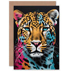 Leopard Lounge Pop Art for Him or Her Birthday Thank You Blank Greeting Card